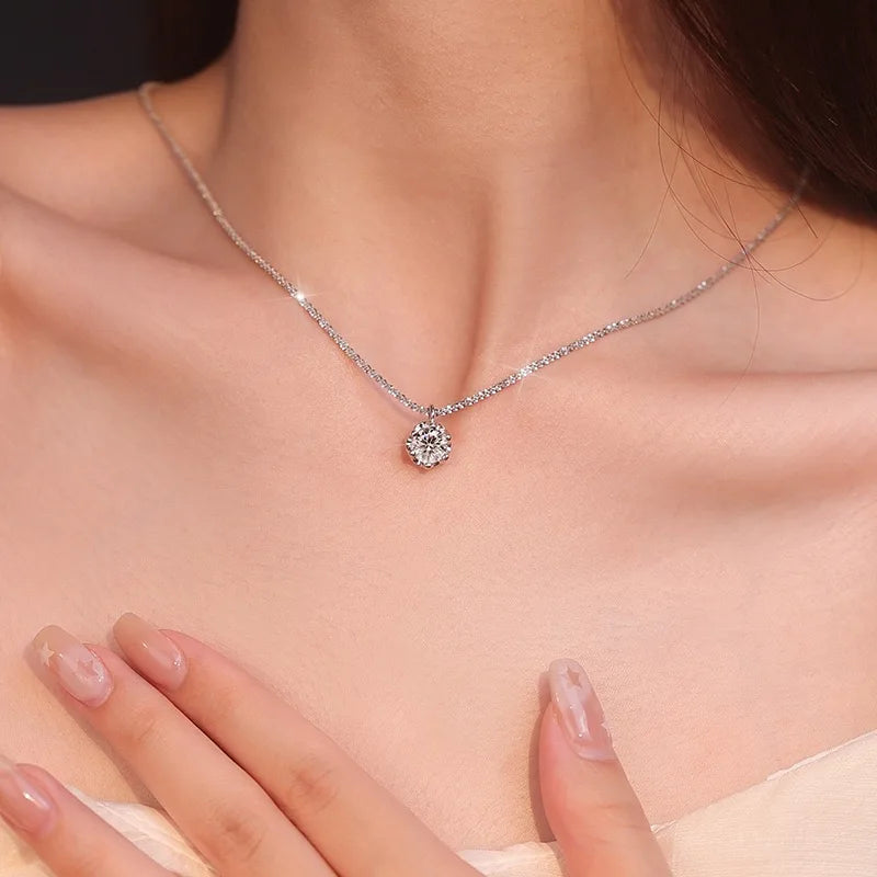Luxury 925 Sterling Silver AAAAA Zircon Pendant Necklace Fashion Italian Silver Necklace Women Jewelry
