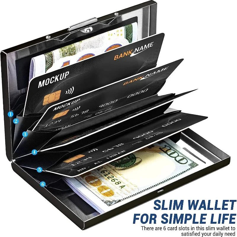 Antitheft anti Rfid Blocking ID Bank Credit Card Holder Wallets Men Slim Thin Aluminum Box Metal Mini Minimalist Cardholder Case