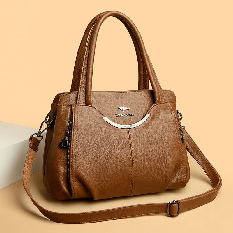 2024 New Multi Pocket Women'S Handbag High Quality Soft Leather Female Shoulder Bag Luxury Designer Girl Tote Bolsas Sac a Main
