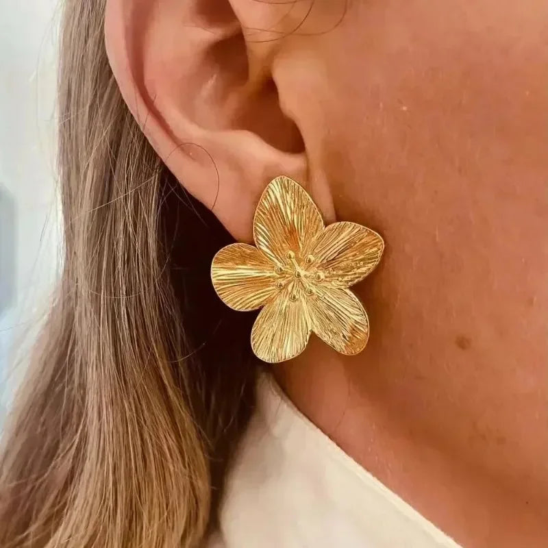 2PC Women'S Fashion Trendy Stainless Steel Flower Earrings Outdoor Travel Carnival Party Festival Dressing Gifts