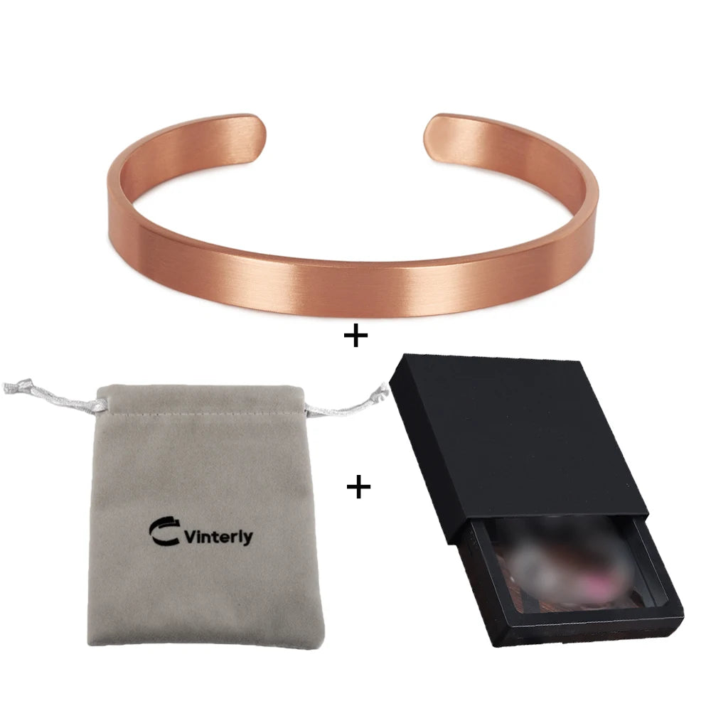 Pure Copper Bracelets for Women Men Unisex 8Mm Wide Adjustable Cuff Bangles Female Resizable Jewelry Soft Solid Copper