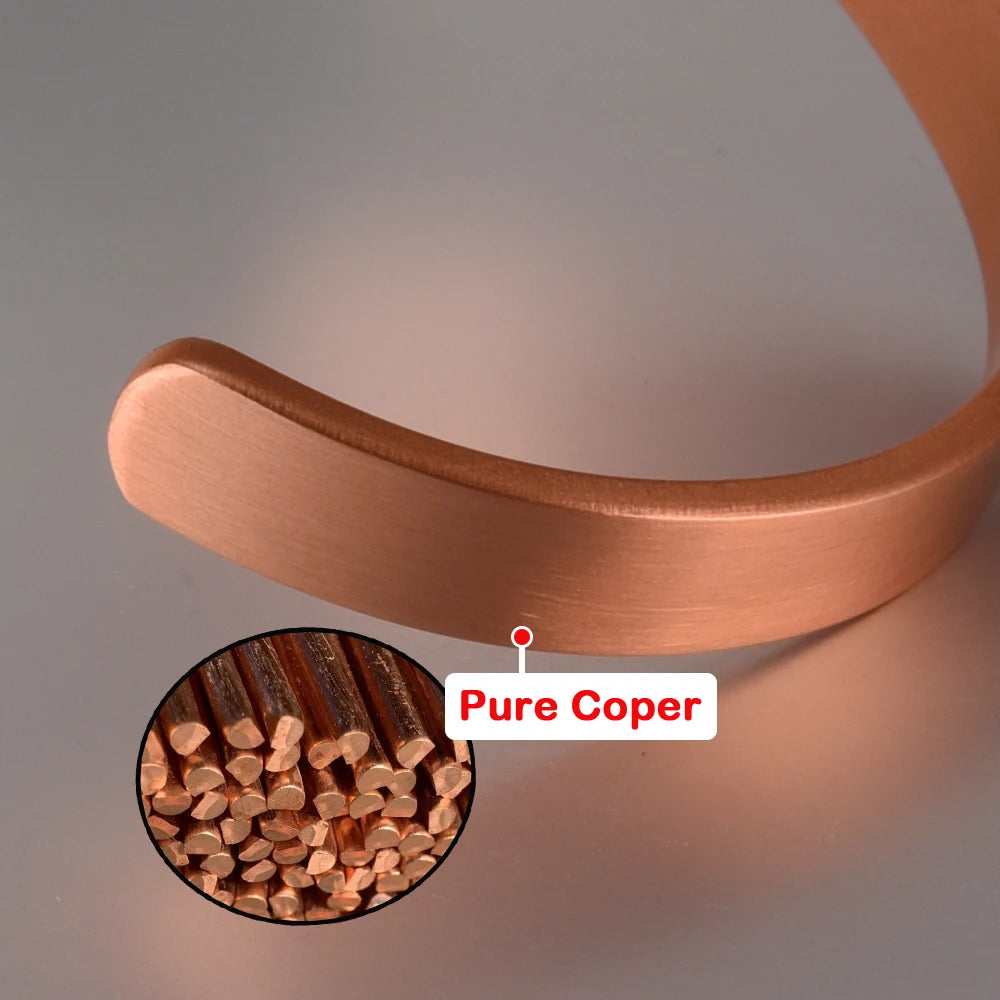 Pure Copper Bracelets for Women Men Unisex 8Mm Wide Adjustable Cuff Bangles Female Resizable Jewelry Soft Solid Copper