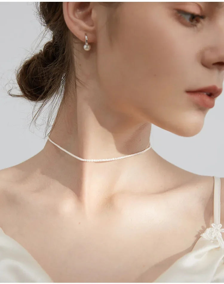 Popular 925 Sterling Silver Sparkling Clavicle Chain Choker Necklace for Women Fine Jewelry Wedding Party Birthday Gift