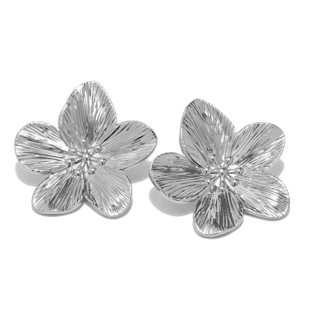 2PC Women'S Fashion Trendy Stainless Steel Flower Earrings Outdoor Travel Carnival Party Festival Dressing Gifts