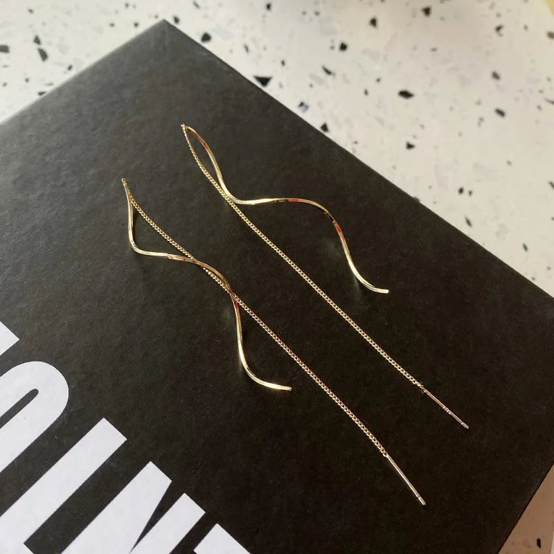 1 Pair Fashion Long Tassel Threader Earrings for Women Simple Long Chain Earrings Party Wedding Jewelry Gifts