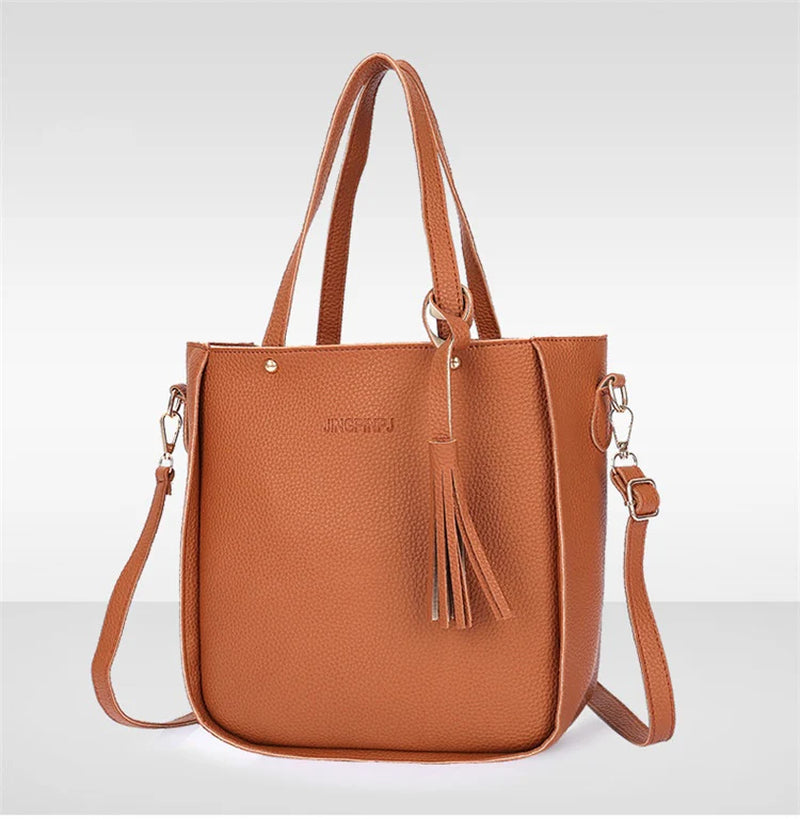 Four-Piece Tassel Bucket Women Shoulder Bag
