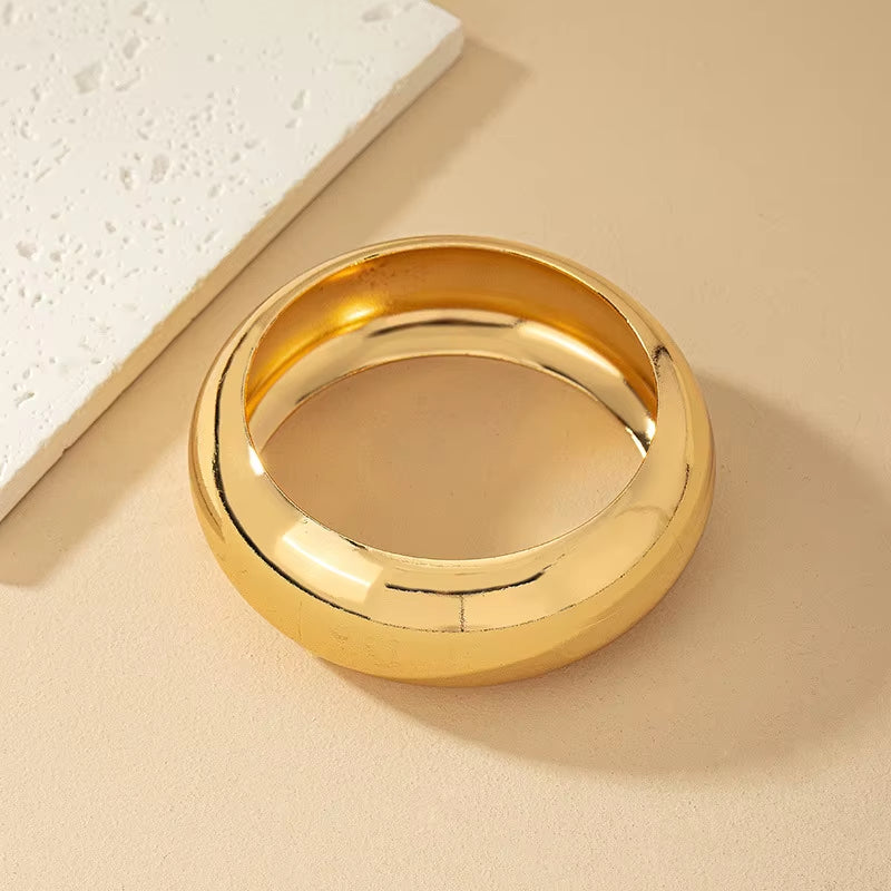 Gothic Punk Metal Gold Silver Color Bracelets for Women Men Rock Big Circle Bracelet Bangles Hip Hop Jewelry Emo Party Gifts