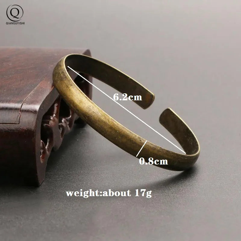 Vintage Brass Royal Bangles Lady Cuff Bracelet Glossy Pure Copper Ancient Women Wristbands Jewelry Girlfriend Christmas Day Gift