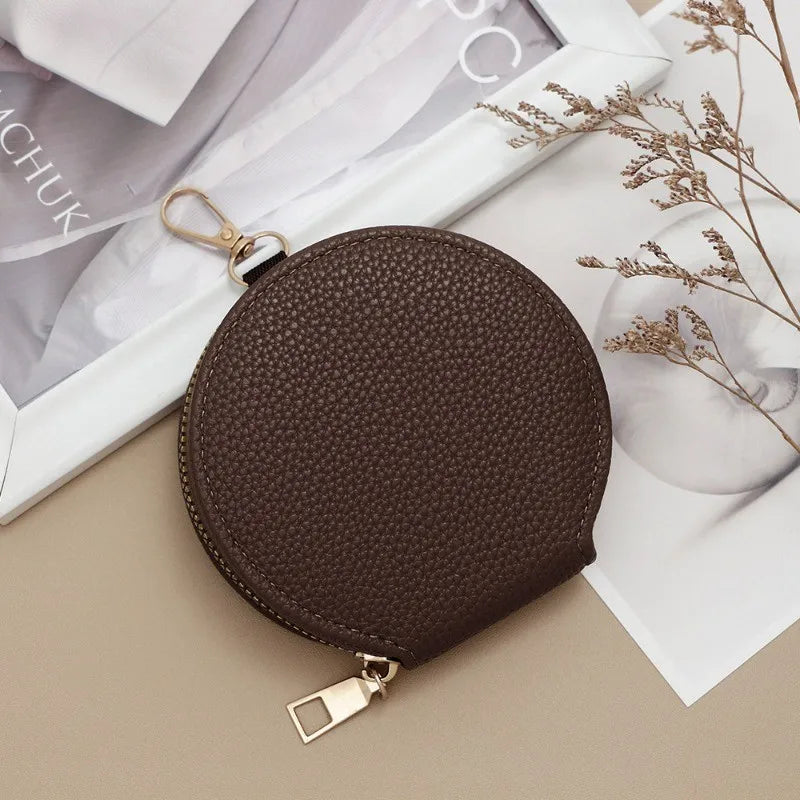 Round Mini Wallet for Women Portable Key Coin Bag Makeup Bag Multi Functional Student Wallet Card Holder Female Zipper Purses