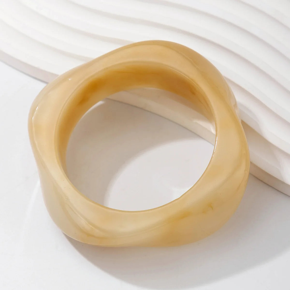 Vintage Punk Brown Coffee Thick Resin Acrylic Bangles Geometric Irregular Wide Cuff Bangle Bracelet for Women Men Jewelry