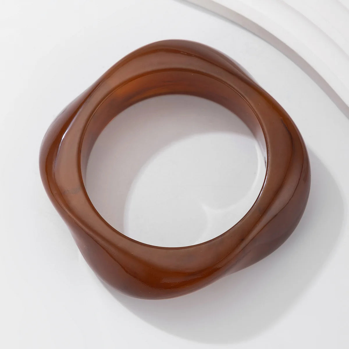 Vintage Punk Brown Coffee Thick Resin Acrylic Bangles Geometric Irregular Wide Cuff Bangle Bracelet for Women Men Jewelry