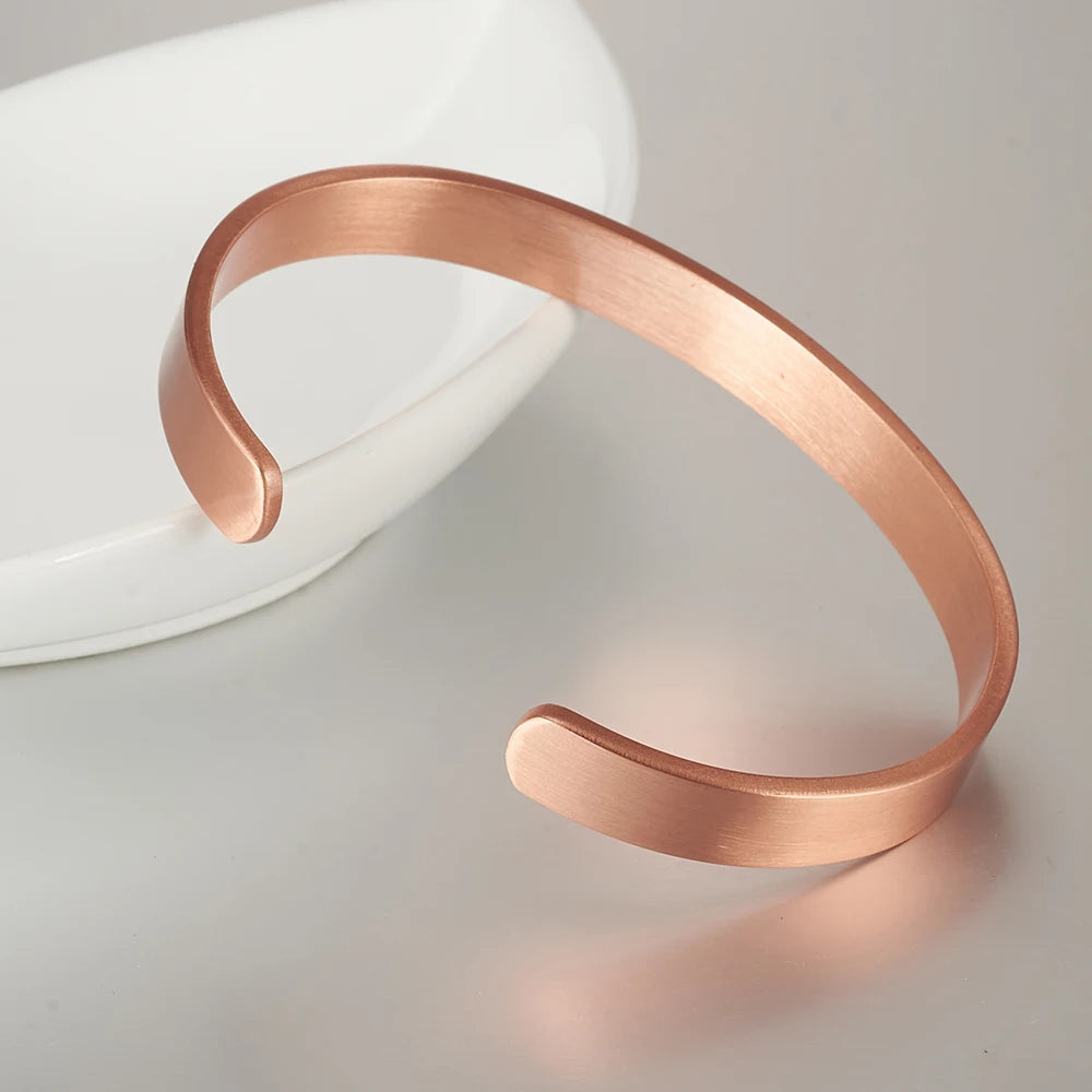 Pure Copper Bracelets for Women Men Unisex 8Mm Wide Adjustable Cuff Bangles Female Resizable Jewelry Soft Solid Copper