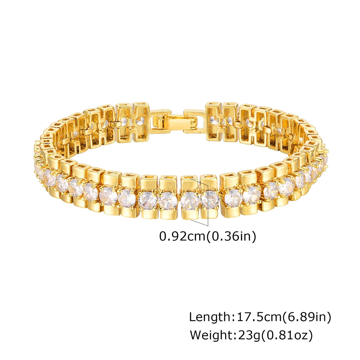 Paperclip Chain Bracelet 14K Gold Plated Cubic Zirconia Watch Strap Chunky Link Adjustable Stackable Jewelry for Women Girl Gift