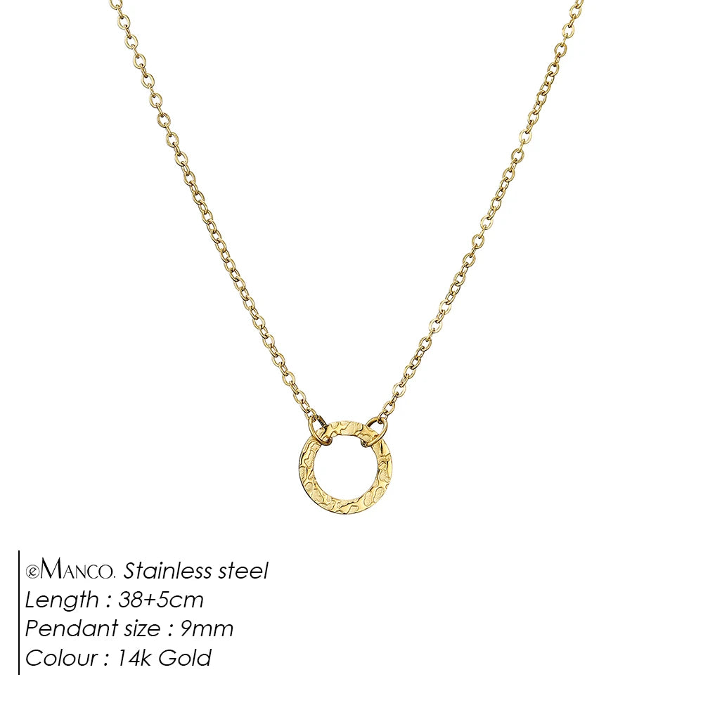 Emanco Statement Necklace Women Dainty Stainless Steel Necklace Choker Pendant Necklace Fashion Jewelry