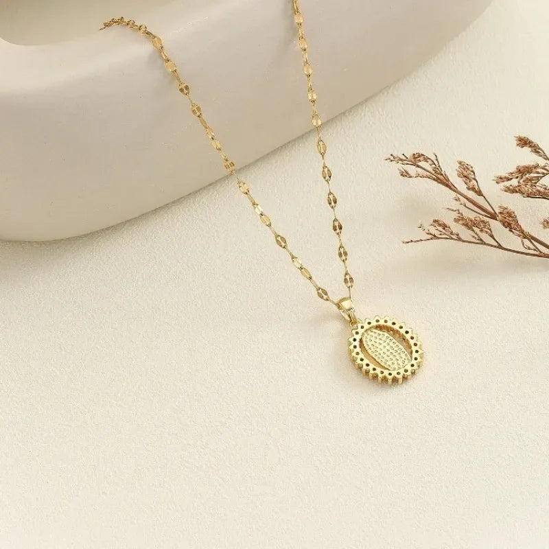 European and American Fashion and Gorgeous Women'S All Sky Star Micro Inlaid Colorful Zircon Virgin Mary Hollow Necklace