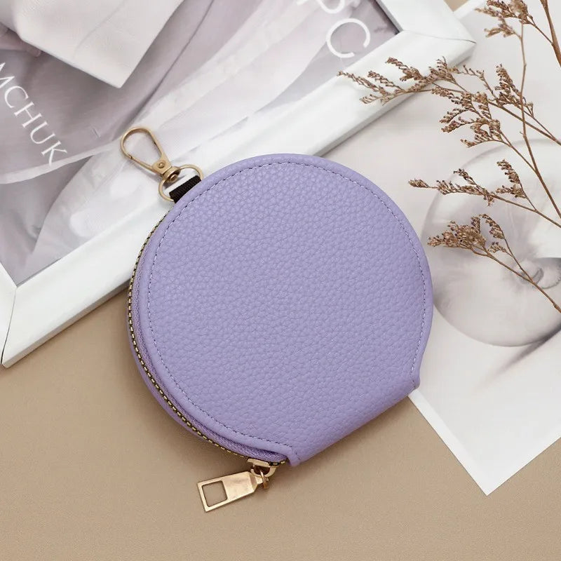 Round Mini Wallet for Women Portable Key Coin Bag Makeup Bag Multi Functional Student Wallet Card Holder Female Zipper Purses