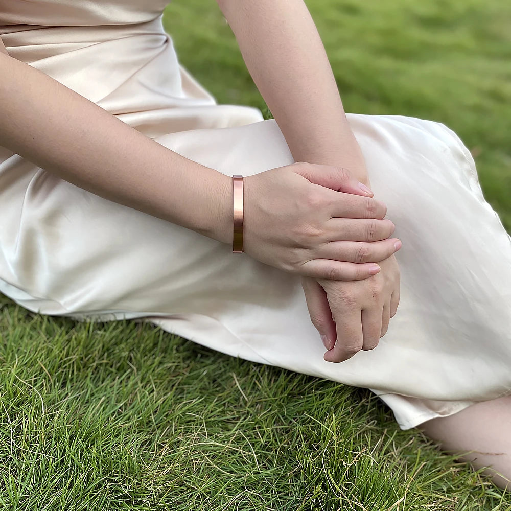 Pure Copper Bracelets for Women Men Unisex 8Mm Wide Adjustable Cuff Bangles Female Resizable Jewelry Soft Solid Copper