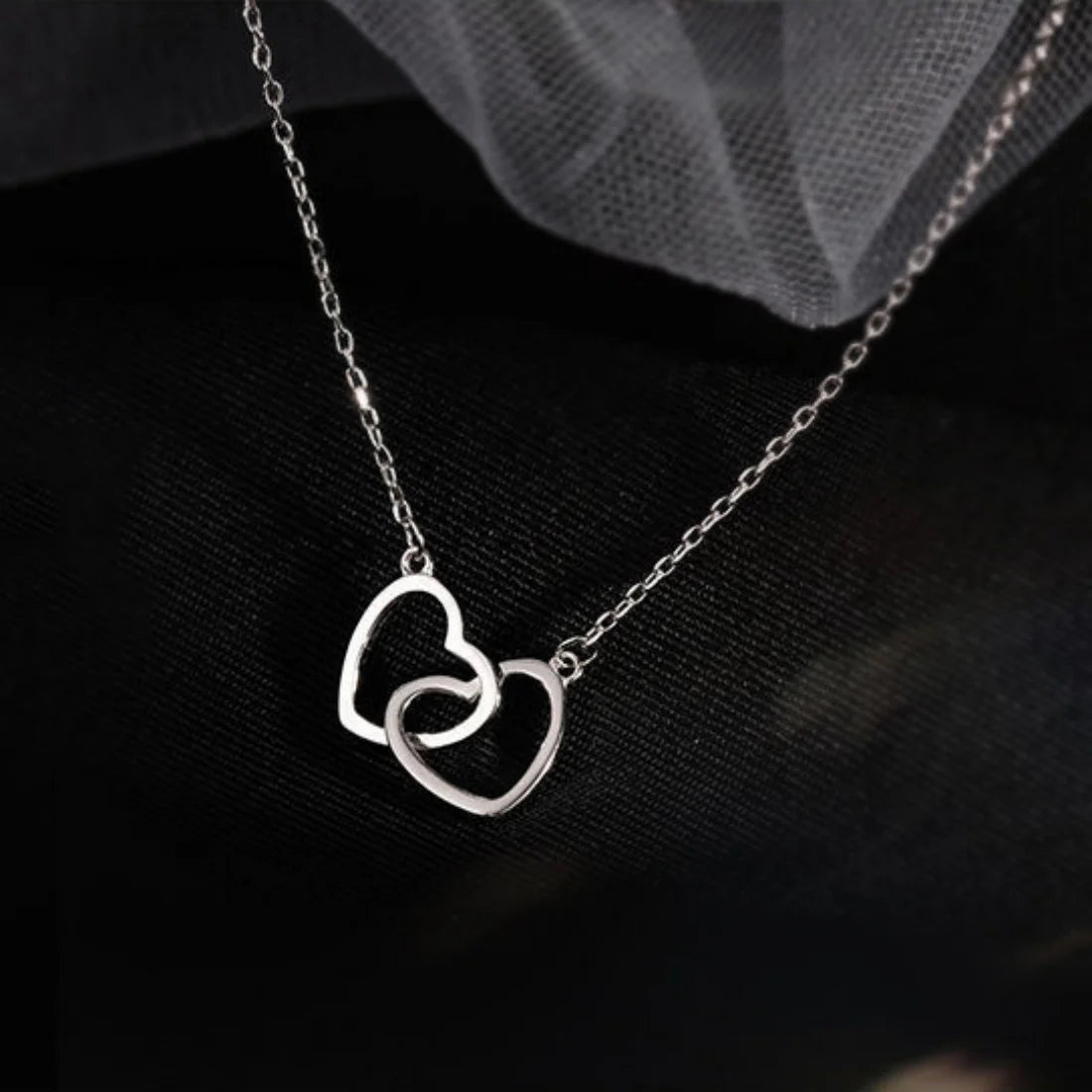 Double Hollow Hearts Necklace Women Fashion Stainless Steel Gold Color Chain Choker Minimalist Jewelry Valentine'S Day Gift