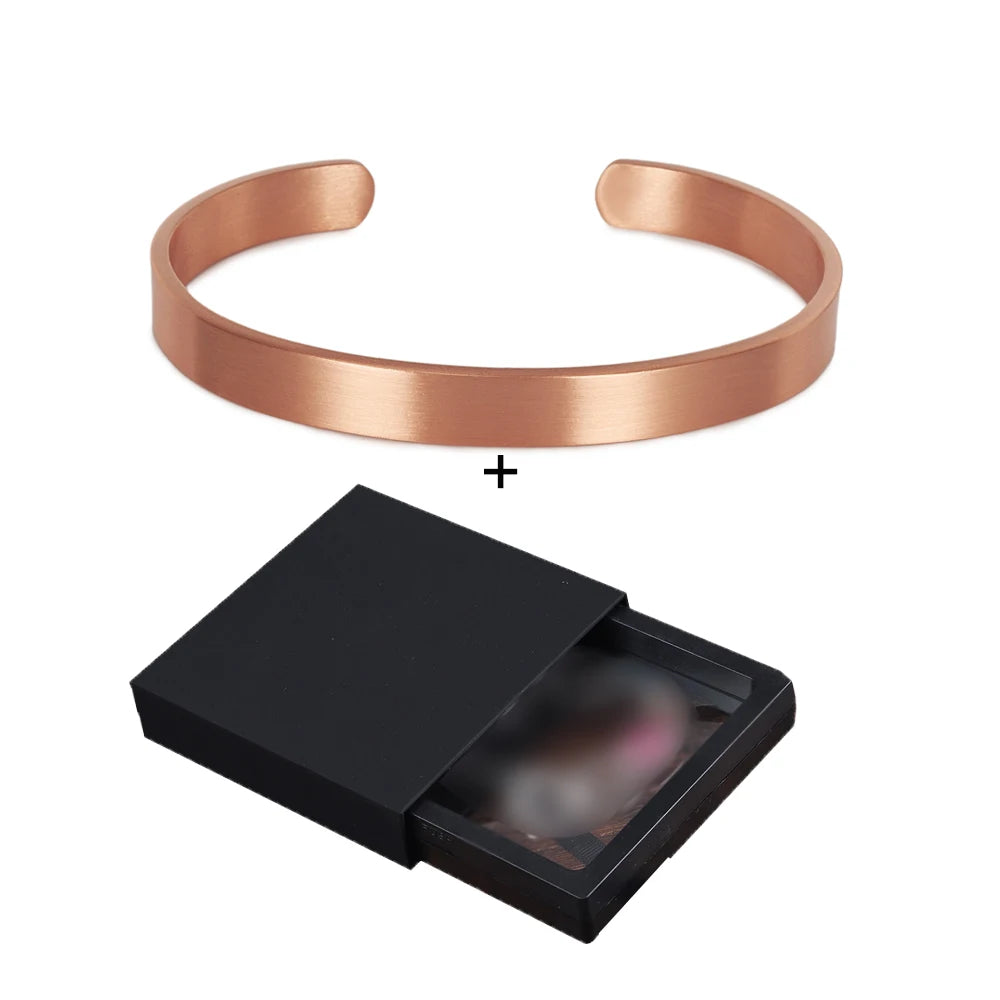 Pure Copper Bracelets for Women Men Unisex 8Mm Wide Adjustable Cuff Bangles Female Resizable Jewelry Soft Solid Copper