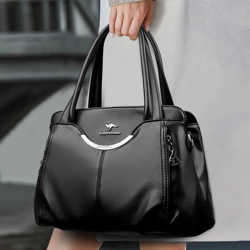 2024 New Multi Pocket Women'S Handbag High Quality Soft Leather Female Shoulder Bag Luxury Designer Girl Tote Bolsas Sac a Main