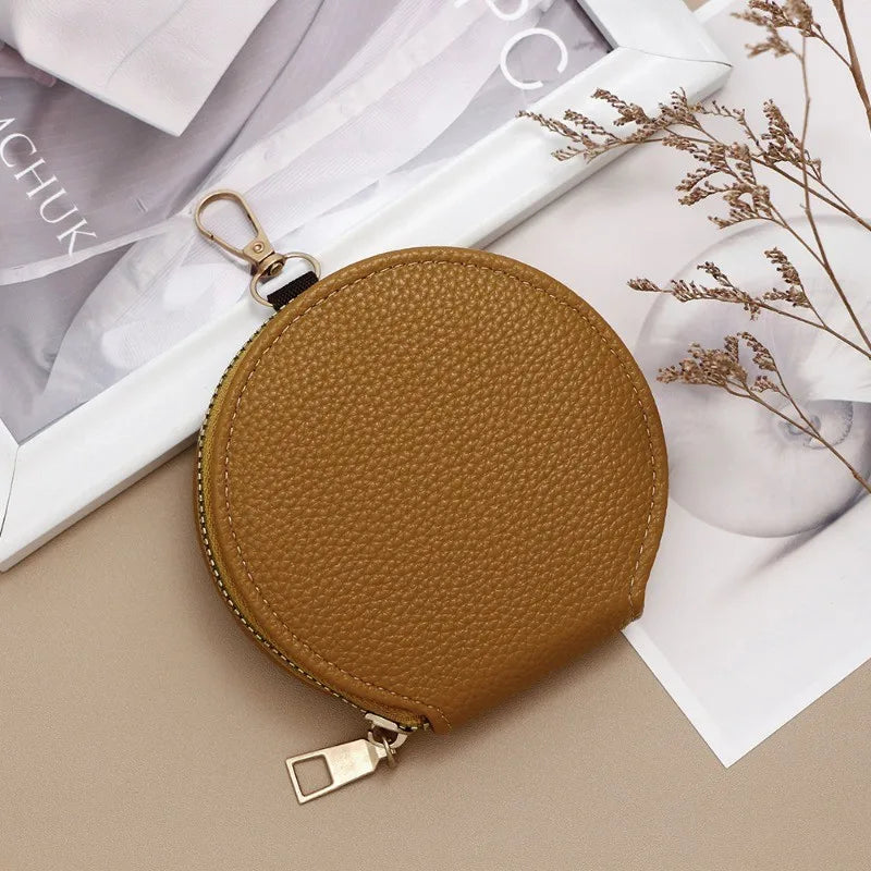 Round Mini Wallet for Women Portable Key Coin Bag Makeup Bag Multi Functional Student Wallet Card Holder Female Zipper Purses
