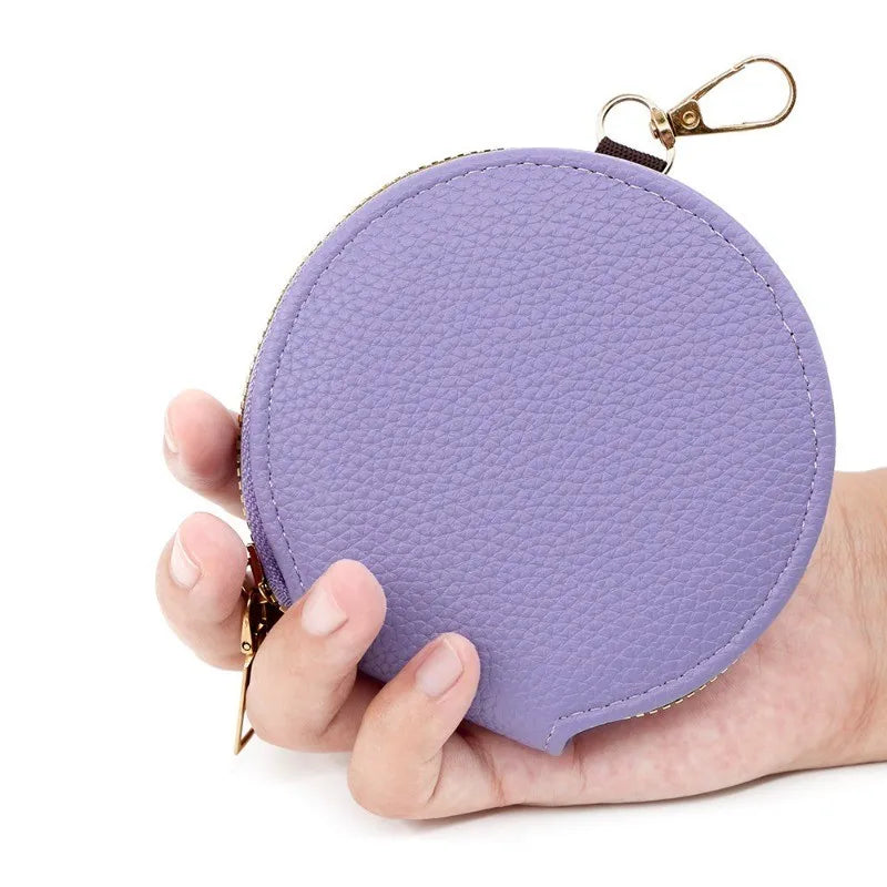 Round Mini Wallet for Women Portable Key Coin Bag Makeup Bag Multi Functional Student Wallet Card Holder Female Zipper Purses