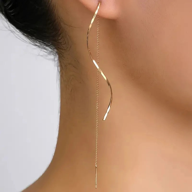 1 Pair Fashion Long Tassel Threader Earrings for Women Simple Long Chain Earrings Party Wedding Jewelry Gifts