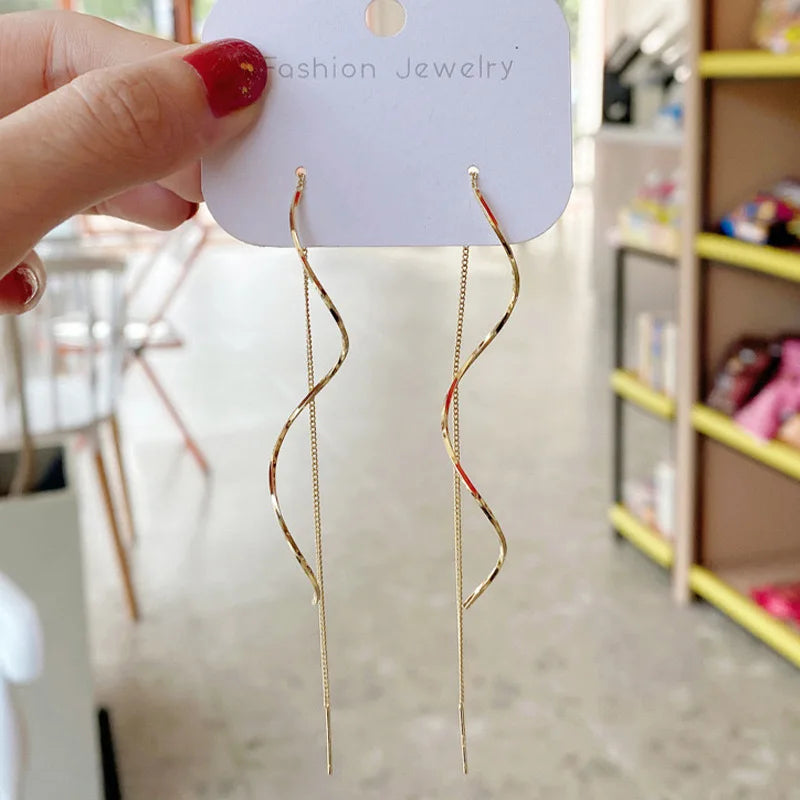 1 Pair Fashion Long Tassel Threader Earrings for Women Simple Long Chain Earrings Party Wedding Jewelry Gifts