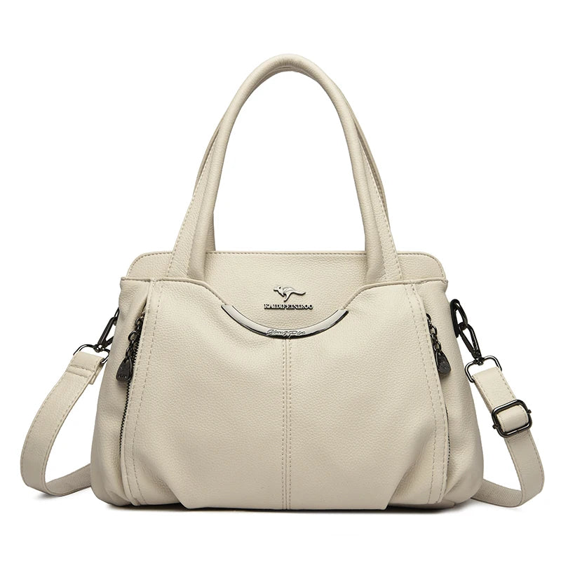 2024 New Multi Pocket Women'S Handbag High Quality Soft Leather Female Shoulder Bag Luxury Designer Girl Tote Bolsas Sac a Main