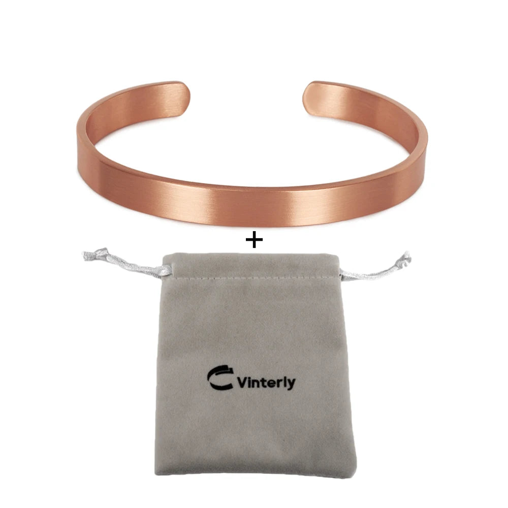 Pure Copper Bracelets for Women Men Unisex 8Mm Wide Adjustable Cuff Bangles Female Resizable Jewelry Soft Solid Copper