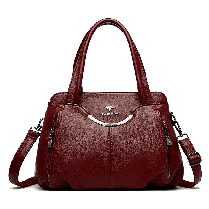 2024 New Multi Pocket Women'S Handbag High Quality Soft Leather Female Shoulder Bag Luxury Designer Girl Tote Bolsas Sac a Main