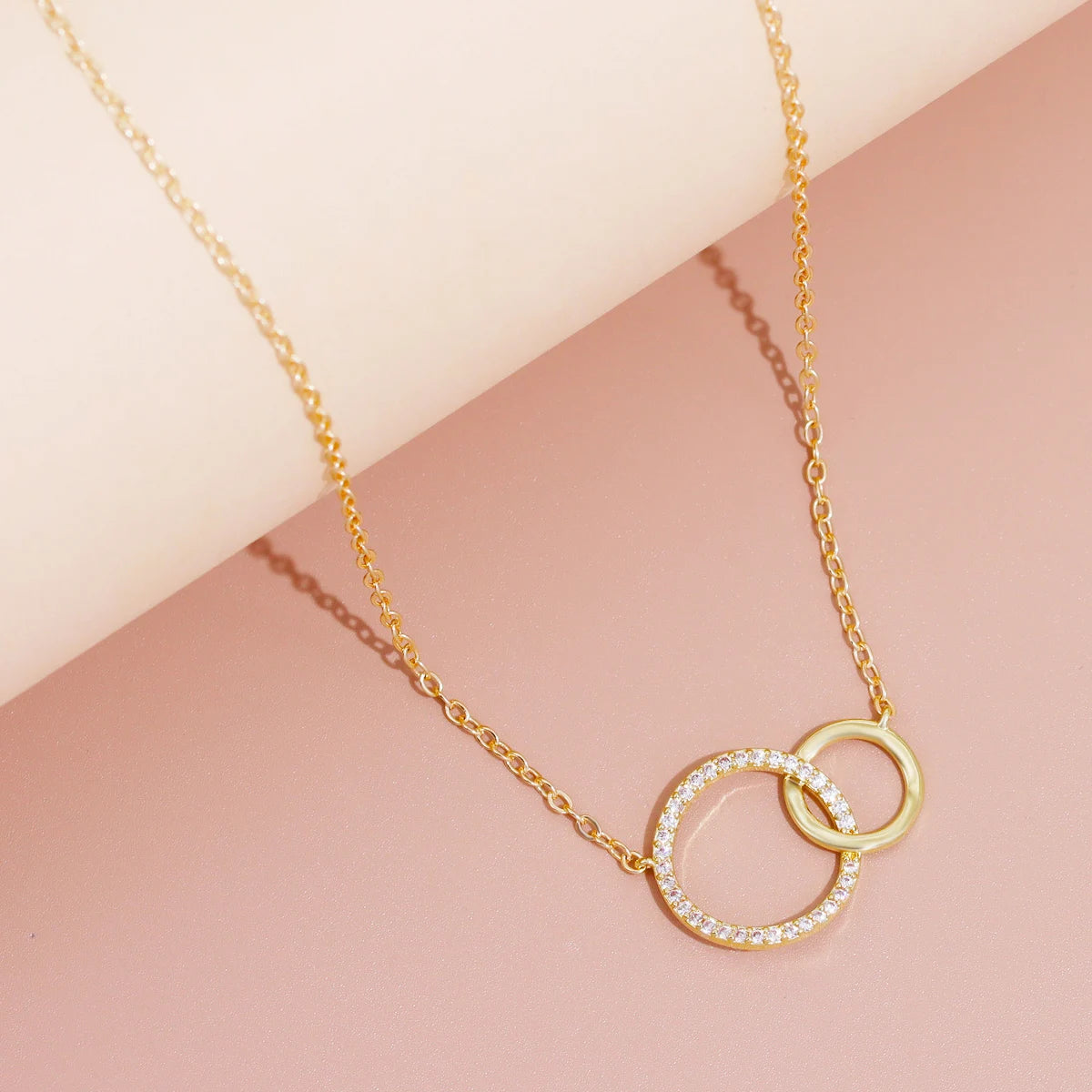 Stainless Steel Necklaces for Women Fashion Thin Chain Minimalist Dainty Double Circle Pendant Necklace on the Neck Jewelry