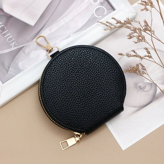 Round Mini Wallet for Women Portable Key Coin Bag Makeup Bag Multi Functional Student Wallet Card Holder Female Zipper Purses