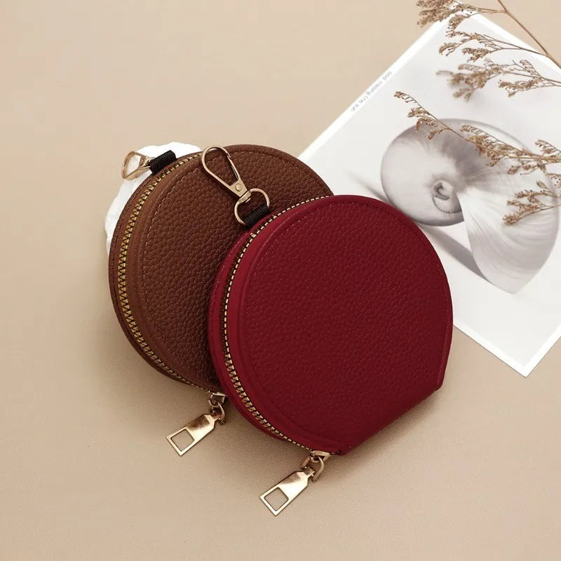 Round Mini Wallet for Women Portable Key Coin Bag Makeup Bag Multi Functional Student Wallet Card Holder Female Zipper Purses