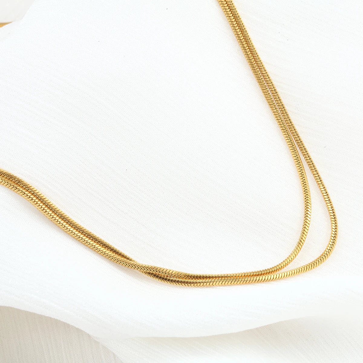 Double Layer Snake Chains Neckalce Sets for Women Stainless Steel Long Necklace Gold Color Chaoker Fashion Jewelry High Quality