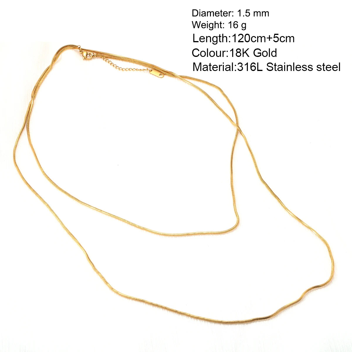 Double Layer Snake Chains Neckalce Sets for Women Stainless Steel Long Necklace Gold Color Chaoker Fashion Jewelry High Quality