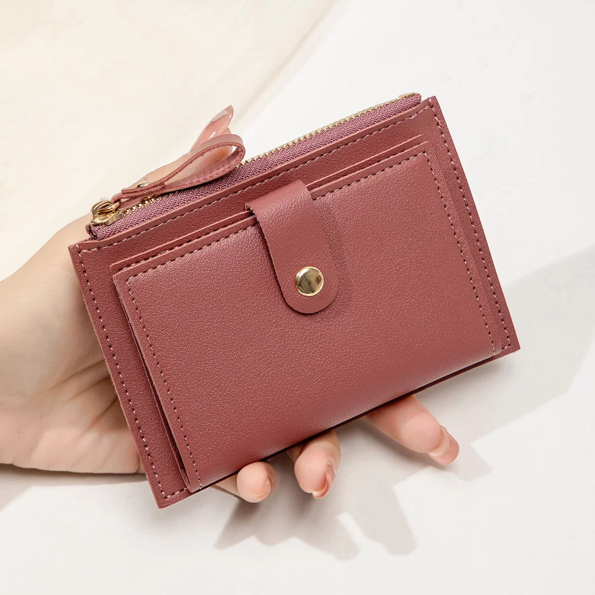 Minimalist and Fashionable Women'S Short Card Bag, Ultra-Thin Mini PU Leather Zero Wallet, Women'S Credit Card Holder Wallet