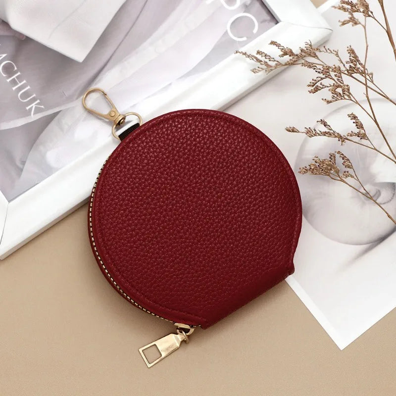 Round Mini Wallet for Women Portable Key Coin Bag Makeup Bag Multi Functional Student Wallet Card Holder Female Zipper Purses