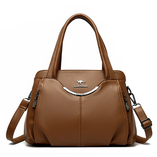 2024 New Multi Pocket Women'S Handbag High Quality Soft Leather Female Shoulder Bag Luxury Designer Girl Tote Bolsas Sac a Main