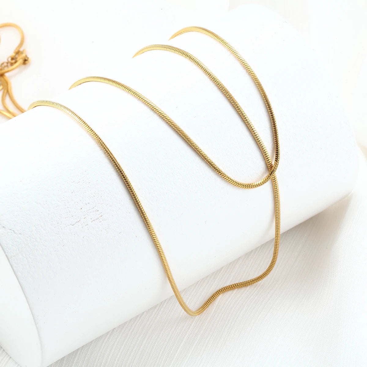 Double Layer Snake Chains Neckalce Sets for Women Stainless Steel Long Necklace Gold Color Chaoker Fashion Jewelry High Quality