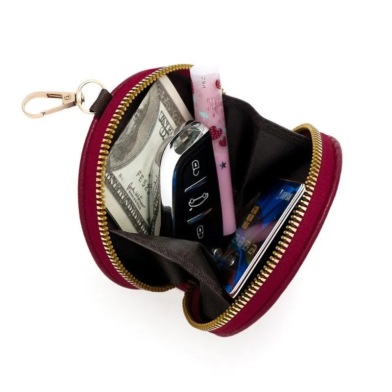 Round Mini Wallet for Women Portable Key Coin Bag Makeup Bag Multi Functional Student Wallet Card Holder Female Zipper Purses