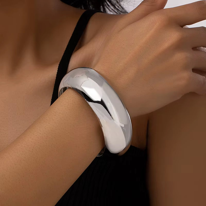 Gothic Punk Metal Gold Silver Color Bracelets for Women Men Rock Big Circle Bracelet Bangles Hip Hop Jewelry Emo Party Gifts