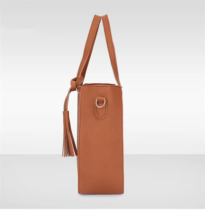 Four-Piece Tassel Bucket Women Shoulder Bag